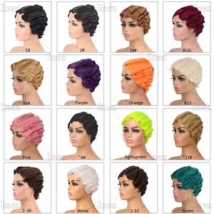 Ngắn <span class=keywords><strong>Bob</strong></span> Pixie Cắt Nước Sóng Glueless Tổng Hợp Tóc Giả Tóc Không Có Ren Phía Trước Tóc Giả Với Những Tiếng Nổ Đầy Đủ Máy Làm Tóc Giả - Product Image 5