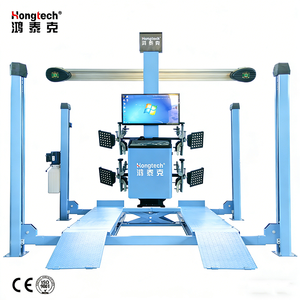 Promo Panas Hongtech Lift Mobil 4 Tiang dengan Peralatan Perataan Roda 3D & Wheel Balancer Set Lengkap 250W 130RPM untuk Bengkel Mobil - Product Image 1