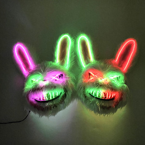 Baige Bloody Plush Bunny Mask LED Glowing Rabbit Bear Head Cover Cosplay <strong>Costume</strong> Masquerade Horror Props <strong>Halloween</strong> Scary Masks - Product Image 4