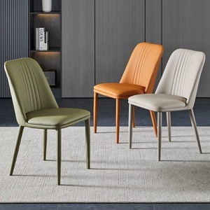 Sillas de comedor de piel sintética de alta densidad ecológicas personalizadas de fábrica OEM/ODM cómodas acolchadas para muebles modernos para el hogar - Product Image 5