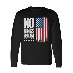 No Kings Since 1776 Camiseta de manga larga con bandera estadounidense para el Día de la Independencia - Product Image 2