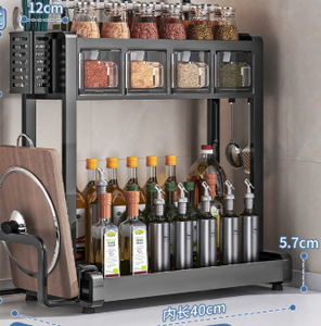 Étagère à épices moderne multifonctionnelle à double niveau en acier au carbone, personnalisable, facile à installer, vente chaude 2025 - Product Image 4