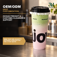 Gobelet en plastique PP imprimé sur mesure avec couvercle noir pour thé au lait, matcha latte et café glacé – Vente en gros