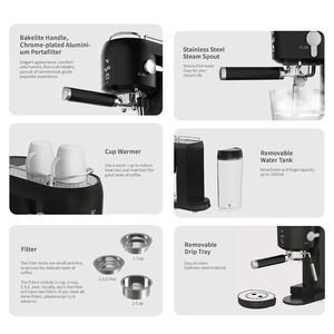 Máquina de café capuchino con bomba de 20 bares al por mayor, cafetera espresso italiana semiautomática con vaporizador de leche - Product Image 4