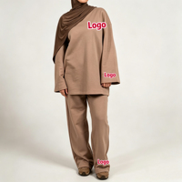 Nouvel ensemble confortable et tendance en coton et élasthanne, pantalon ample à manches longues, vêtements musulmans modestes pour tous les jours, abaya
