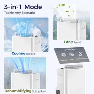 12000BTU <b>Portable</b> <b>AC</b> <b>Unit</b> with Remote Control 3 Fan Modes 24-Hour Cooling Dehumidifier Ventilating UK Plug for Room Application - Product Image 5