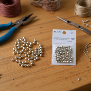 Perline Metalliche ILAN 6mm con Foro Piccolo in Argento per Creazione di Gioielli e Accessori - Product Image 3