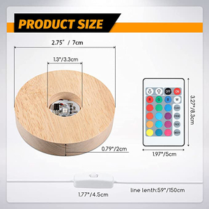Bằng gỗ ánh sáng đứng cơ sở đầy màu sắc đèn Led điều khiển từ xa hiển thị cơ sở selenite tháp 3D tinh thể Laser khắc trang trí - Product Image 6