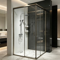 Porte de douche BESTME moderne carrée en acier inoxydable avec cadre en verre trempé et design pliable, garantie de 3 ans pour salle de bain