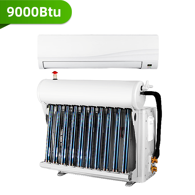 9000Btu на солнечной батарее, коммерческий бытовой отель, энергосберегающий, разделенный на стену, вакуумная трубка, тепловой гибридный солнечный кондиционер