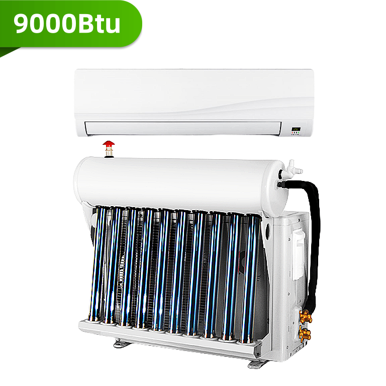 9000Btu Solar Powered Commercial Household Hotel Alta Energy Saving Wall Split Vacuum Tubo Híbrido Térmico Solar Ar Condicionado