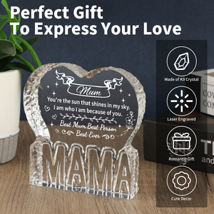 Recuerdo de Cristal en Forma de Corazón, Cristal Grabado con Mensaje Personalizado, Regalo para Mamá, Aniversario - Product Image 5