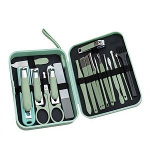 Set de Manicura y Pedicura de Acero Inoxidable, Kit Portátil para el Cuidado de las Uñas con Estuche, Mango Verde, Herramientas de Cuidado Personal - Product Image 2
