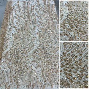WFB-260 Tessuto in <span class=keywords><strong>Tulle</strong></span> <span class=keywords><strong>Verde</strong></span> di Lusso con Pizzo Perlinato e Cristalli per Abiti da Sera e da Sposa - Product Image 3