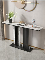 Mesa Consola de Entrada de Hierro con Tapa de Losa de Piedra, Diseño Moderno Minimalista, Desmontable y Ensamblable, Modelo para Hotel