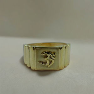 Traditional 22K Gold Om <b>Ring</b> for Men with <b>Plain</b> Panel Design Classic Religious Finger <b>Ring</b> Indian Gold Jewellery - Product Image 3