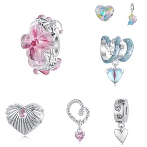 925 Sterling Silver Fashion Jewelry Charme Para Pulseira Fine Jewelry Fazendo Custom Zircon Esmalte Cute Butterfly Pendants Charms