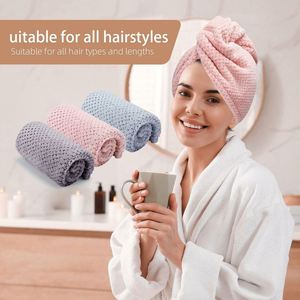 Serviette de cheveux en microfibre absorbante de grande taille, couleur unie, avec sangle élastique, séchage rapide, personnalisable avec logo (1 pièce) - Product Image 4