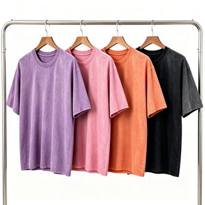 Camiseta Personalizada de Cuello Redondo, 100% Algodón, Lavado Ácido, Corte Holgado, para Hombre, Estilo Urbano - Product Image 1