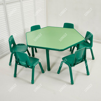 Tables hexagonales durables en plastique multicolore pour crèche et école, ensemble table et chaises pour enfants, meubles pour la maternelle
