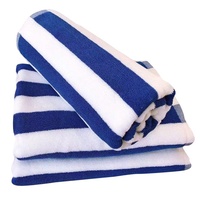 Pure Cotton Blue White Striped Yarn-dyed Rectangle Bath Towel Thickened Absorbent Beach Towel Home Textile Hotel Linen Printed