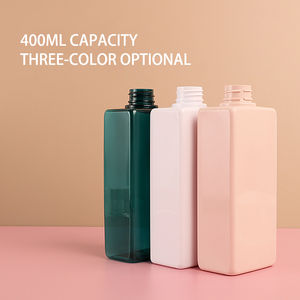 Flacon de shampoing carré en plastique PET écologique de 400 ml, distributeur de savon à pompe à pression pour hôtel, usage domestique, design moderne - Product Image 5
