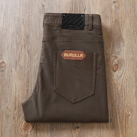 Pantalon décontracté kaki à rayures latérales pour homme, coupe droite ajustée, style luxe léger, tendance et élégant pour le bureau