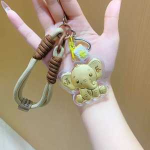 Happy Elephant – porte-clés en or pur 999, lanière de dessin animé, breloque pour téléphone portable, cadeau pour amis et collègues - Product Image 4