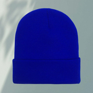 Unisex Knitted Beanie Hat Acrylic Fiber Warm Breathable Casual Winter Hat Adult Solid Color Round <b>Top</b> Cuffed Design - Product Image 2