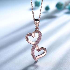 Amante de la moda Soul Mates 925 plata esterlina forma de corazón novia corazón amor colgante collar - Product Image 5