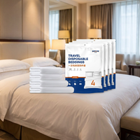 Ensemble de literie jetable 4 pièces |   Draps de lit, housses de couette et taies d'oreiller 100% SMMS non tissés |   Kit de voyage portable pour hôtel et hôpital