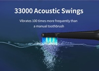 Brosse à dents électrique sonique IPX7, autonomie de 1 an, avec 4 têtes souples Dupont