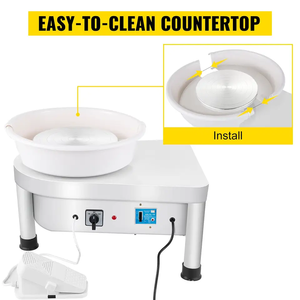 Xin Bowen 350W Máquina eléctrica de ruedas de cerámica Blanco 25cm Triángulo Trabajo en arcilla Arte Material de acero - Product Image 2