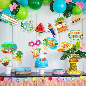 Decorazioni per Festa di Pensionamento a Tema Tropicale, 24 Pezzi, Accessori per Foto Booth da Spiaggia, Decorazioni per Festa Hawaiana Luau - Product Image 5