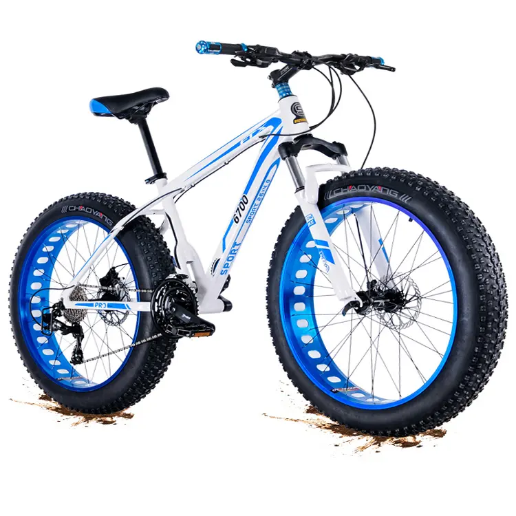 Bicicleta de montaña con suspensión completa, bicicleta de nieve, neumático grande, 21 velocidades, 26 pulgadas, venta al por mayor