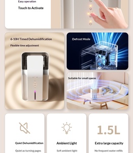 Déshumidificateur électrique compact <span class=keywords><strong>pour</strong></span> maison et camping-car, le plus vendu, avec fonction de minuterie, réservoir d'eau amovible de 1L et poignées - Product Image 4
