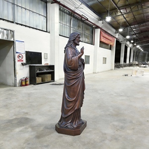 Cœur Sacré de Jésus en Cuivre Patiné et Bronze, Style Classique Traditionnel Européen, pour Art Sacré d'Église et de Sanctuaire - Product Image 3