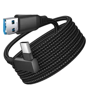 Nylon Braided 20V3A Fast Charging 3.1 90 Degree USB A to USB C Cable 3m For Oculus Link Type C Usb