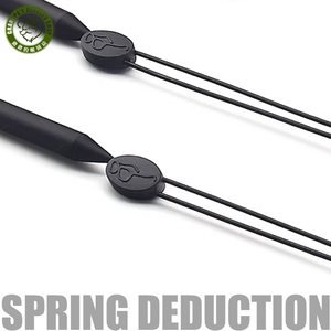 Sangle de maintien <span class=keywords><strong>pour</strong></span> <span class=keywords><strong>lunettes</strong></span> de sport unisexe noire, réglable, en silicone, avec logo personnalisé, en acier inoxydable fin, antidérapante, sans queue, en câble métallique - Product Image 4