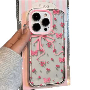 Custodia per telefono con fiore fiocco blu per <span class=keywords><strong>iPhone</strong></span> <span class=keywords><strong>11</strong></span> custodia <span class=keywords><strong>iPhone</strong></span> 13 12 14 15 Pro Max XR XS X 7 8 Plus <span class=keywords><strong>Cover</strong></span> morbida antiurto trasparente per ragazza - Product Image 6