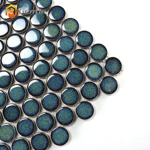 Gạch Lát Khảm Bằng Sứ Tráng Men Tròn Cho Phòng Khách Trở Lại Splash Green Penny <span class=keywords><strong>Round</strong></span> Sứ <span class=keywords><strong>Mosaic</strong></span> Gạch Trang Trí - Product Image 4