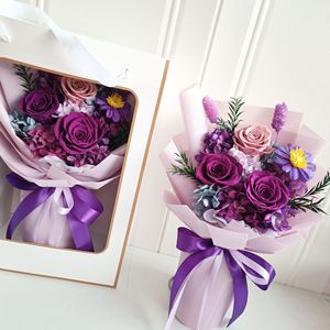 Prachtige Eeuwige Rozen Hortensia Bloem Eeuwige Roos Ge conserveerde Rozen Gedroogd Bloemboeket voor Bruiloftdecoratie Valentijnscadeau - Product Image 4