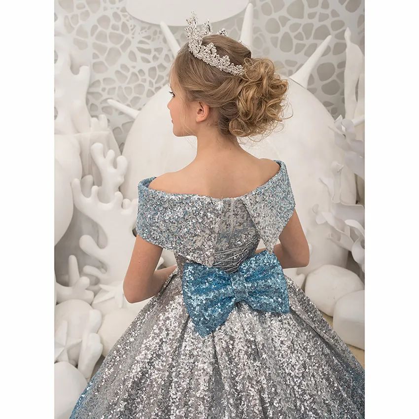 2022 Formal Sequins Children's One Shoulder Dress Costume Clothing Bridesmaid Prom Evening Party Princess Dresses