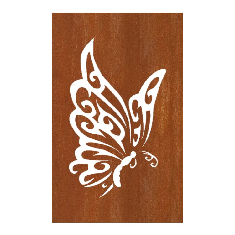 Modern design corten steel butterfly pattern garden fence easily assembled