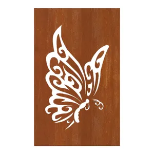 Diseño moderno de acero corten patrón de mariposa valla de jardín de fácil montaje