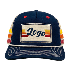 Casquettes de camionneur en maille à 5 panneaux personnalisées |   Vente en gros Bangladesh |   Casquettes avec broderie 3D et patch en caoutchouc - Product Image 1