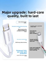 Cable de Carga Rápida USB-C a USB-C US264 para iPad, iPhone 15 Pro, 16, Portátil, Teléfono Móvil, con Cubierta de PVC, 60W PD, Compatible con CarPlay