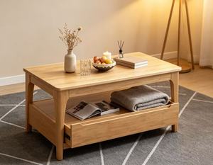 Modern Solid Wood Coffee <b>Table</b> with Storage <b>Drawer</b> Scandinavian Living Room Furniture - Product Image 4
