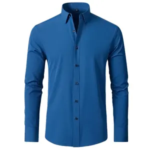 Custom Wholesale New Summer Fashion Soft Long Sleeve Mens Casual Shirt Men's Official Shirts Regular Fit