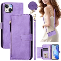 Étui en cuir de portefeuille multifonction à fermeture éclair pour Iphone 16 15 14 13 Mini 12 11 PRO MAX XS XR 8 7 PLUS 6 lanière de couverture de sac à main d'argent